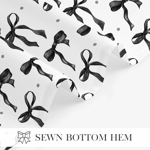 Cute Bow Shower Curtain - Black Aesthetic Waterproof 72x72