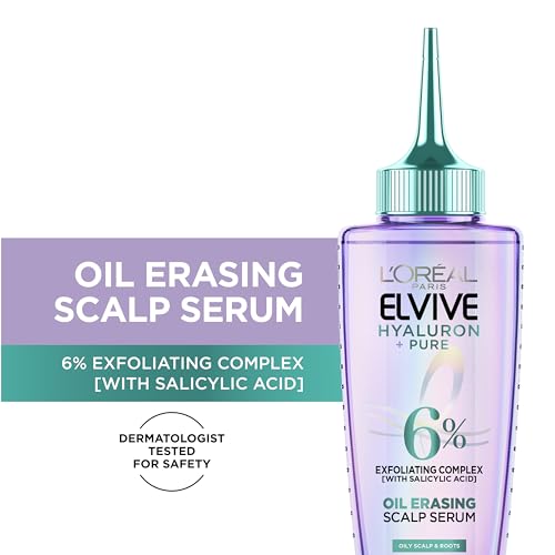 L'Oreal Elvive Hyaluron + Pure Oil Erasing Scalp Serum for Oily Hair - 3.45 Fl Oz