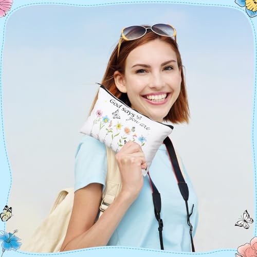 Chunful 10-Pack Inspirational Canvas Makeup Bags - White Religious Gift