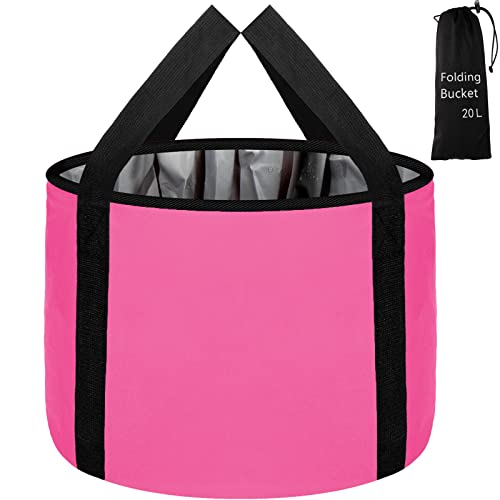20L Portable Foot Bath Basin - Collapsible Soak Tub for Travel (Pink)