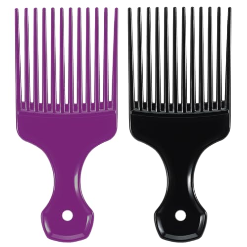 SIMPOR Wide Tooth Hair Pick Comb - 2 Pack for Curly & Afro Hair