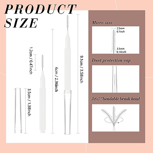 Lallisa 100pc Micro Eyebrow Spoolie Brushes with Caps for Lash Extensions