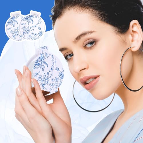 Blue Floral Mini Compact Mirrors Bulk 12 Pcs for Bridesmaid Gifts & Bridal Party