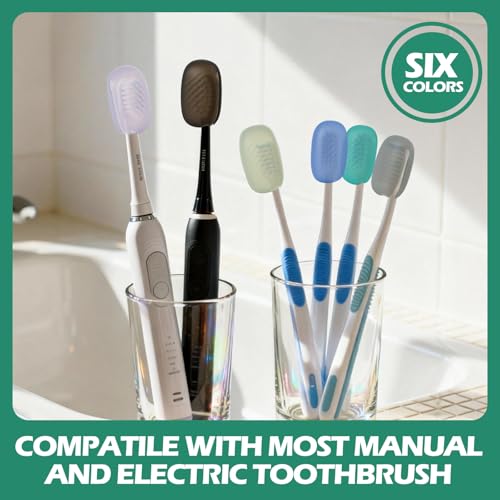 Lapfoon Silicone Toothbrush Covers - 6 Pack, Universal Fit & Hygienic
