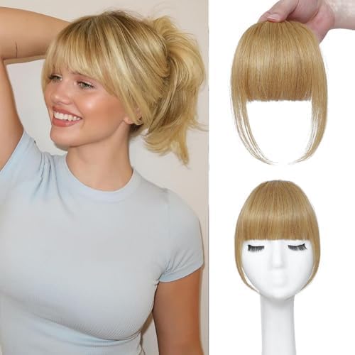 Clip In Bangs - 100% Real Human Hair Extensions | Natural Black Wispy Fringe for Women