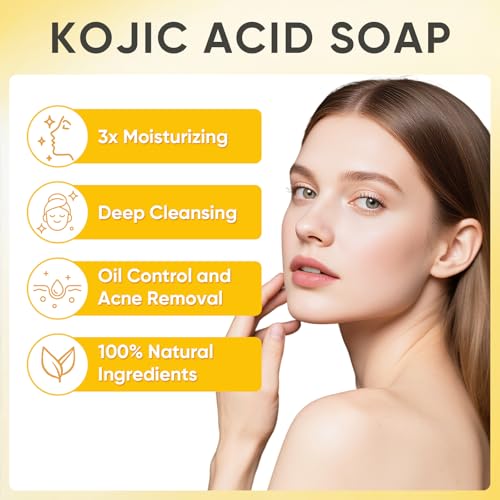 Treeroot Kojic Acid & Turmeric Soap Bar - 5 Pack for Face & Body
