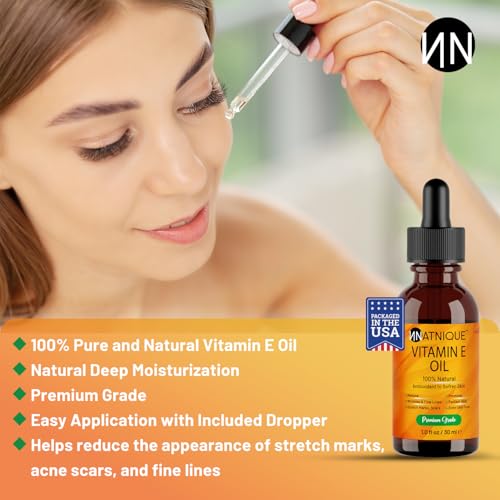 Pure Vitamin E Oil 1 oz - Natural D-Alpha Tocopherol for Skin & Hair