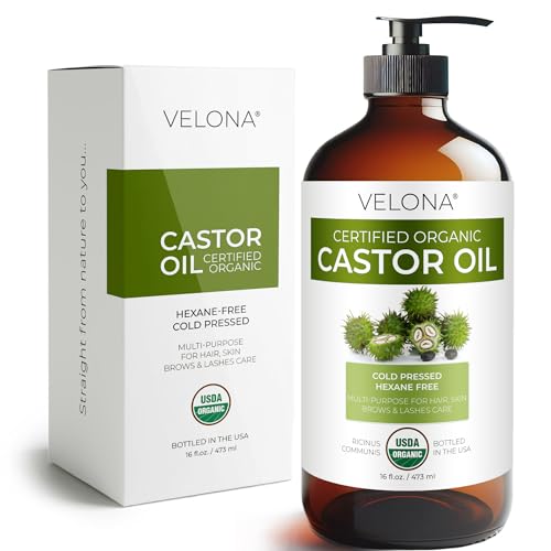 Velona USDA Organic Cold Pressed Castor Oil - 16 fl oz Pump