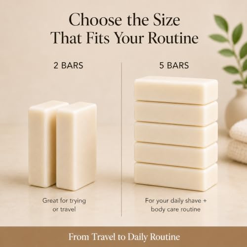 TINOQ Fragrance-Free Shaving Soap Bar for Women with Shea Butter - 7 Oz (Pack of 1), 2 Bars
