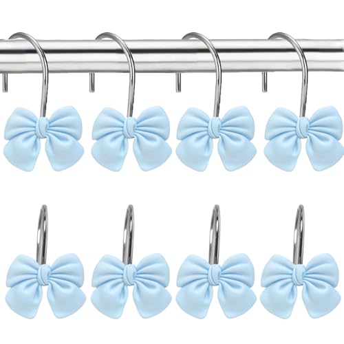 YOINIUEM Soft Light Blue Shower Curtain Hooks - Set of 12