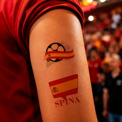 Spain Flag Temporary Tattoos - 20 Pcs Waterproof Body Art