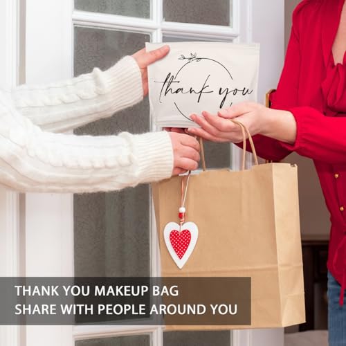 Ireer 100 Pcs Clear Makeup Bags Bulk EVA Gift Bags - Thank You Bags for Cosmetics & Travel