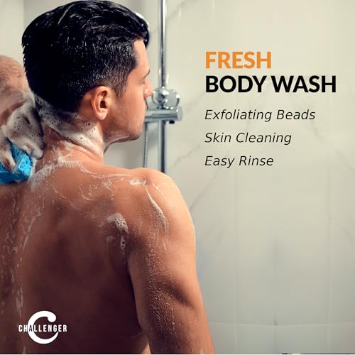 Challenger Men's Fresh Exfoliating Body Wash with Aloe & Tea Tree Oil, 16 oz