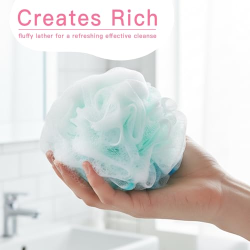 5 Pack Soft Mesh Shower Loofahs in Assorted Colors - Gentle Exfoliating Bath Sponge