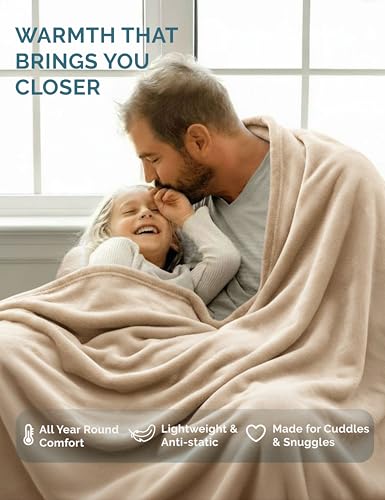Casa Platino Ultra Soft Fleece Throw Blanket - 50x60 Inch Beige