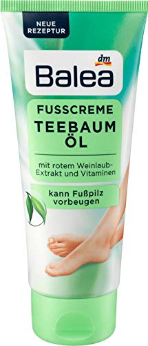 Balea Foot Cream with Tea Tree Oil & Vine Leaf Extract - 2x100ml Moisturizer for Tired Feet