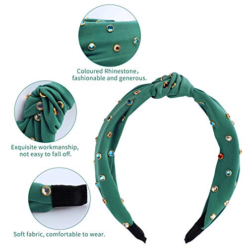 WILLBOND 4-Piece Rhinestone Knotted Headband Set for Women and Girls
