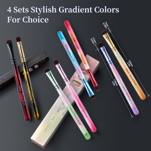 GSWOI 2-Piece Nail Brush Set for Polygel, Builder Gel and French Tips