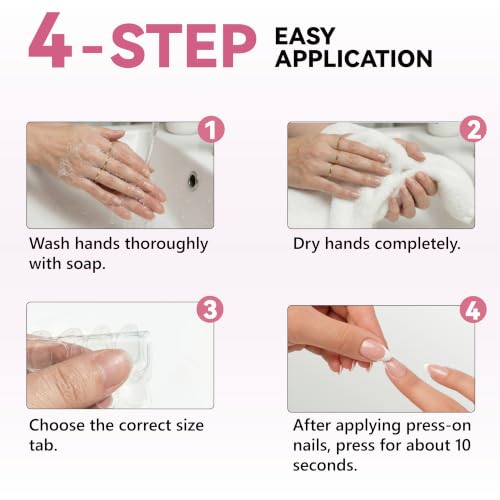 Jolly Snaps Press On Nail Adhesive Tabs - Strong Hold, 600 Tabs (20 Sheets)