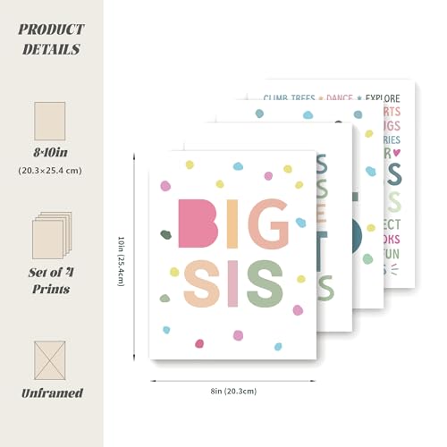 Brother and Sister Wall Art Prints - Set of 4 Unframed Decor
