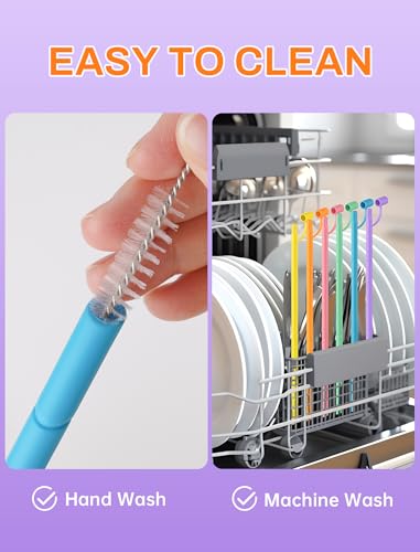 NiHome 6PCS Reusable Silicone Anti-Wrinkle Straws for Stanley Tumblers