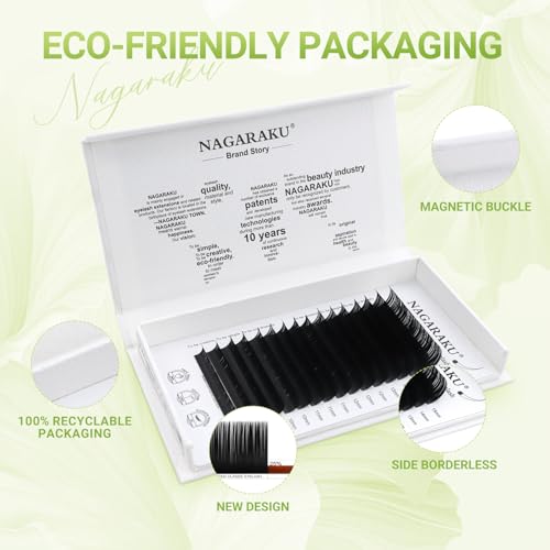 NAGARAKU Classic Lash Extensions 0.07 D 11mm - 3rd Gen. Handmade Natural False Eyelashes