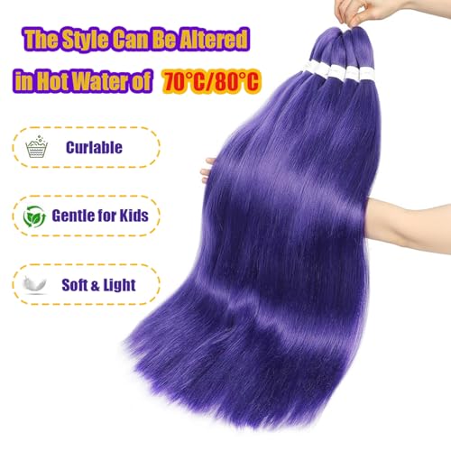 20 Inch Purple Pre-Stretched Braiding Hair Extensions - 2 Packs