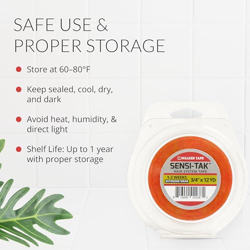 Walker Tape Sensi-Tak Wig Tape Roll 3/4" x 12 Yards - Clear Double-Sided Adhesive for Lace Front Wigs