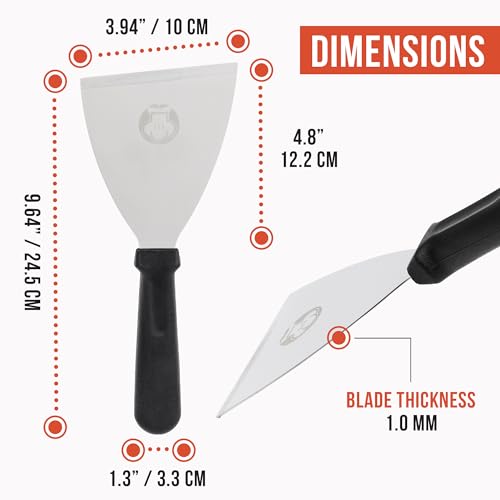 Chef Pomodoro 4-Inch Stainless Steel Bench Scraper & Dough Cutter