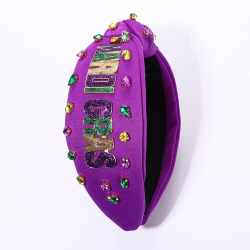 Mardi Gras Headband and Earring Set with Fleur De Lis and Crown Charms