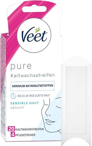 Veet Face Wax Strips for Sensitive Skin - 20 Ready-to-Use Strips