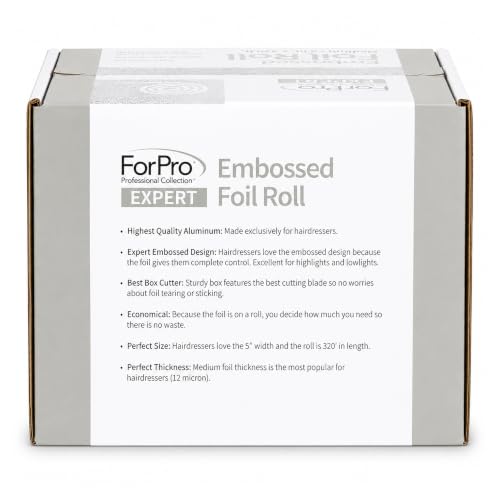 ForPro Expert Embossed Aluminum Foil Roll - 320 Ft Hair Foils for Color & Highlights, Medium Thickness