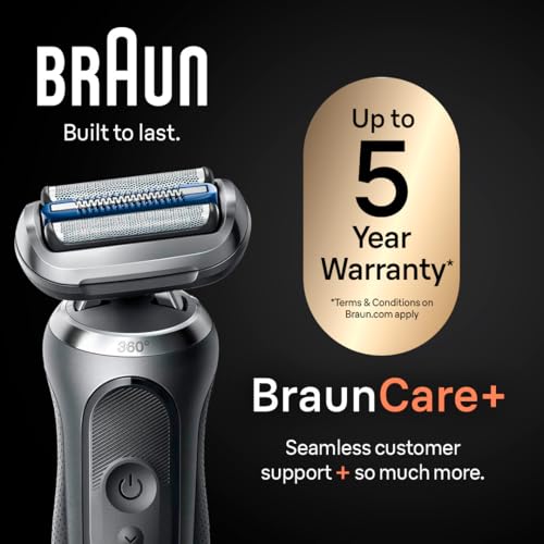 Braun Series 7 Electric Shaver for Men, Wet & Dry Foil Razor, 4-in-1 SmartCare Clean & Charge Center, Precision Trimmer Attachment, Replacement Shaver Head, Travel Case, Grey 7187ps