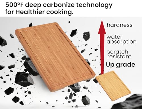 Bamboo Cutting Boards Set of 3 with Juice Groove & Handles