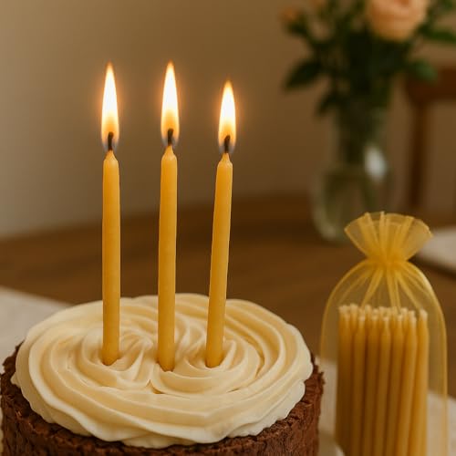 Kline 4" Hand-Dipped Beeswax Birthday Candles - 24 Pack