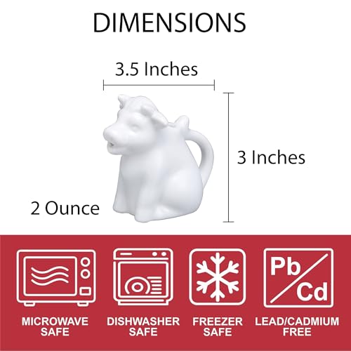 HIC Kitchen Mini Cow Creamer - Fine Porcelain, 2-Ounce