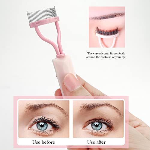 4 IN LOVE Pink Eyelash Curler & Comb Set with Refill Pads - Beauty Tool