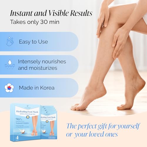 PLANTIFIQUE Hydrating Foot Mask Socks - Moisturizing Treatment for Dry Feet