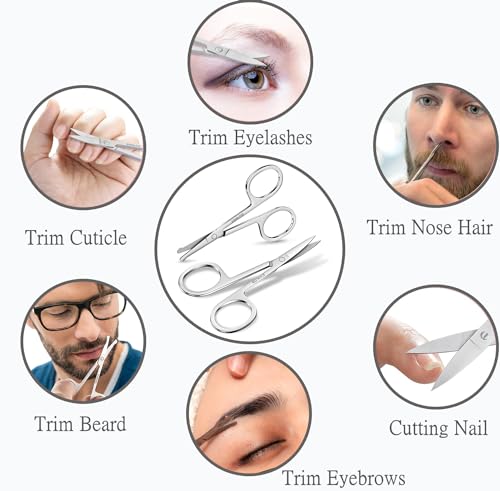 Rounded 24 PCS Grooming Scissors for Men & Women - Precision Safety Tips