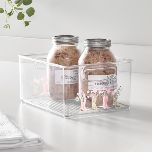 iDesign Clear Bathroom Organizer Bin - Cowgirl Print, Stackable