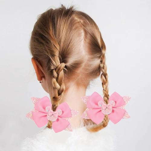 Kids Hair Clips - 8 Pack Cute Bow & Mouse Ears Hair Bows for Girls