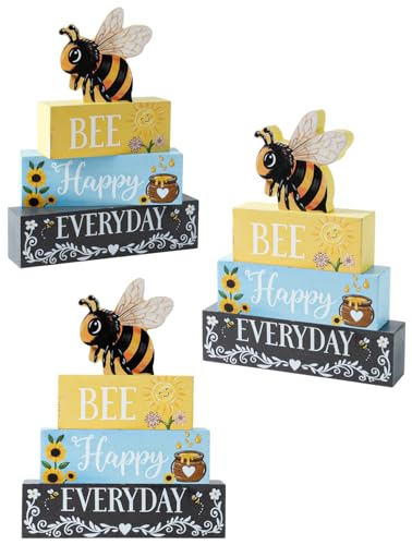 Bee Wooden Tabletop Decor - Bee Happy Everyday Sign for Home