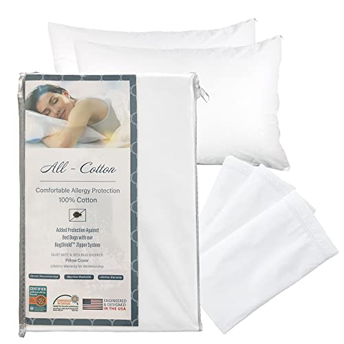 Hypoallergenic Cotton Pillow Protector - Standard Size, 21x27 in