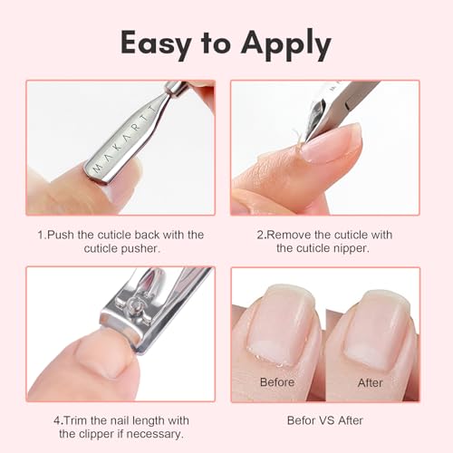 Makartt Pink Cuticle Trimmer Set - Nail Clipper & Pushers