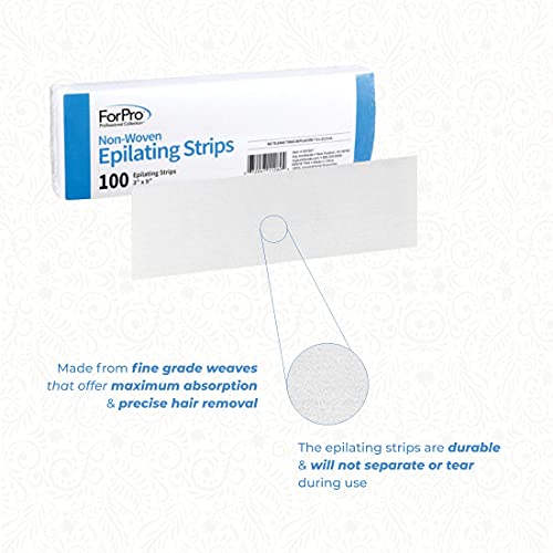 ForPro 100ct Non-Woven Epilating Strips for Hair Removal, 3"x9"
