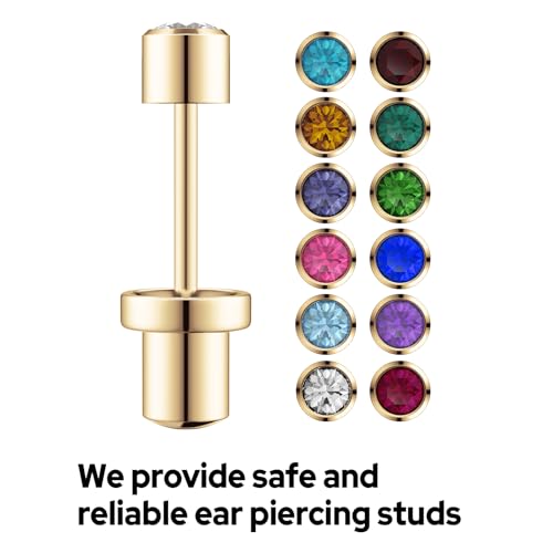 Gold Ear Piercing Kit - 4mm Disposable Gun with Safety Back