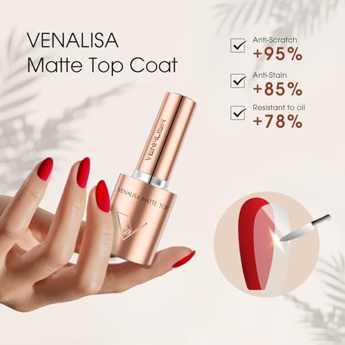 VENALISA Matte Gel Top Coat - Long Lasting No Wipe Nail Polish