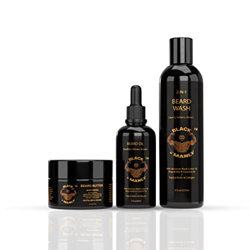 Black N Manly 2-in-1 Beard Wash & Conditioner with Biotin & Collagen, 8 oz