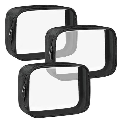Moyad TSA Approved Clear Toiletry Bag - Black 3 Pack Travel Bags