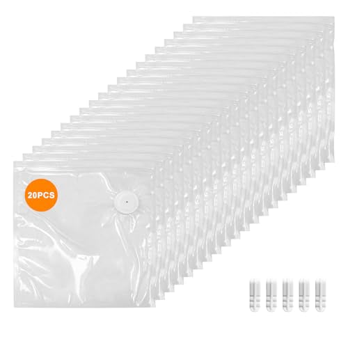 MEGAWISE Reusable Vacuum Zipper Bags - 20 Pack, 8.5x8.5in, BPA Free